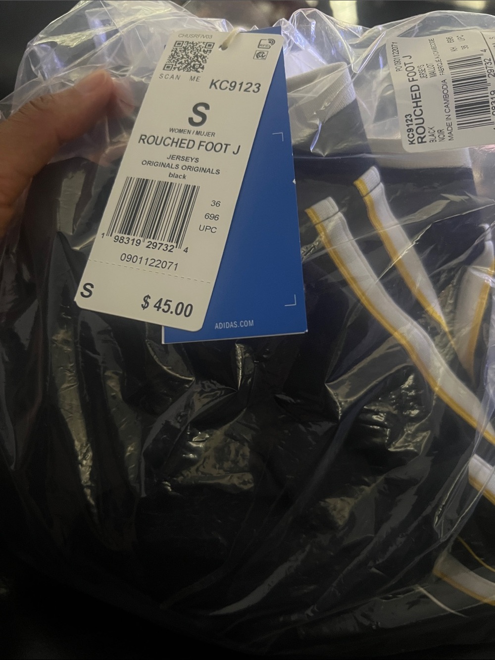 adidas ROUCHED FOOTBALL JERSEY white & yellow stripes - Picture 2 of 2